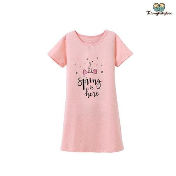 Chemise de nuit fille pour l'été rose