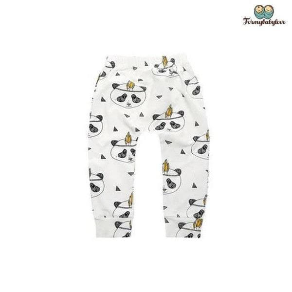 Pantalon bébé blanc avec des pandas