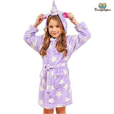 Peignoir licorne violet étoilé, robe de chambre enfant 