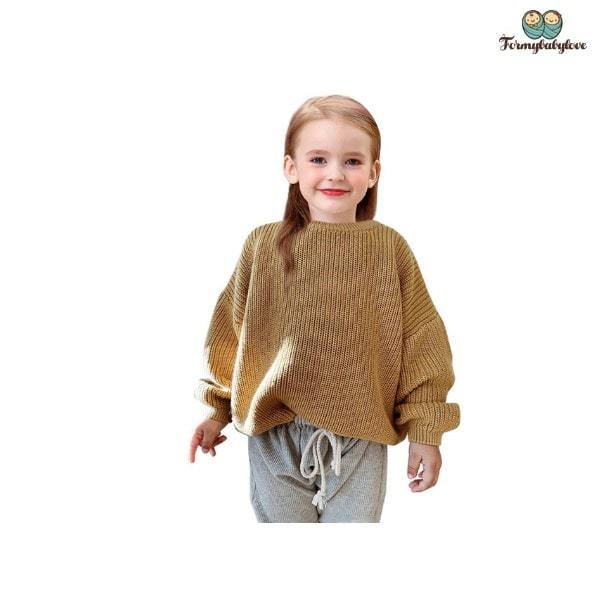 Pull fille manches longues marron