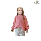 Pull fille manches longues rose