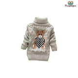 Pull fille ourson gris