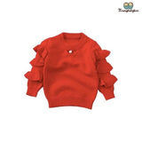 Pull fille tricot rouge