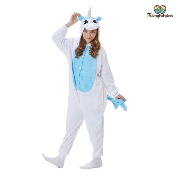 Pyjama licorne enfant bleu et blanc
