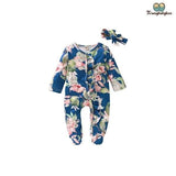 Pyjama bébé fille petites fleurs bleu