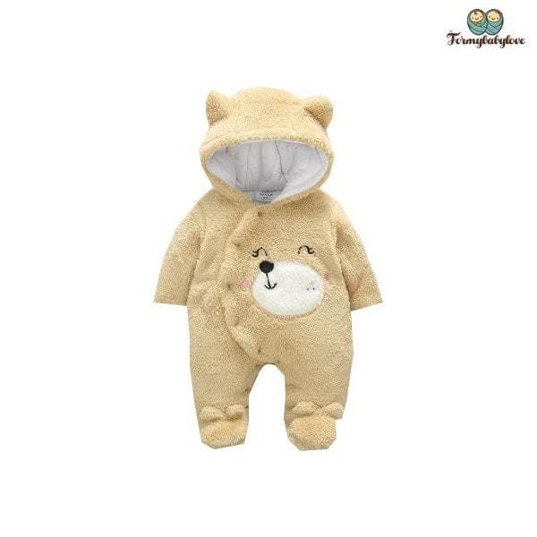 Pyjama bébé fille tête d'ours marron