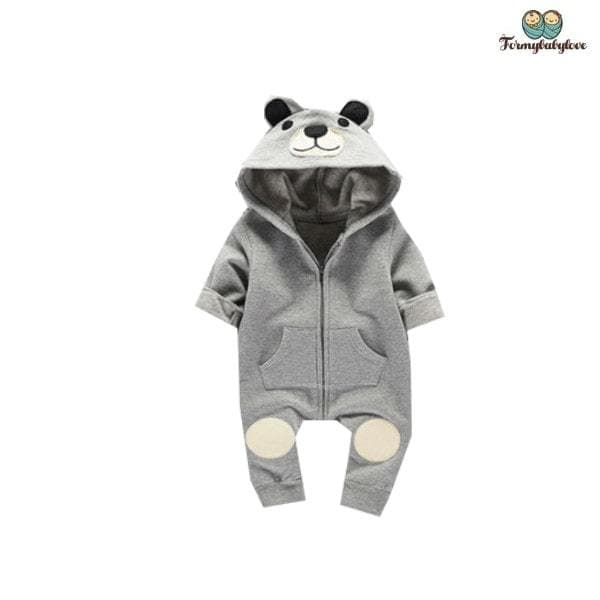 Pyjama bébé garçon tête d'ours gris