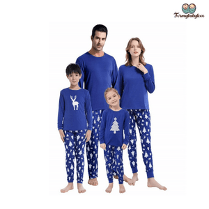 Pyjama famille bleu pour noël