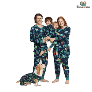 Pyjama famille dinosaure vert