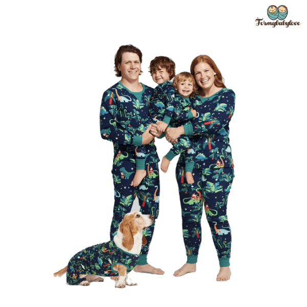Pyjama famille dinosaure vert