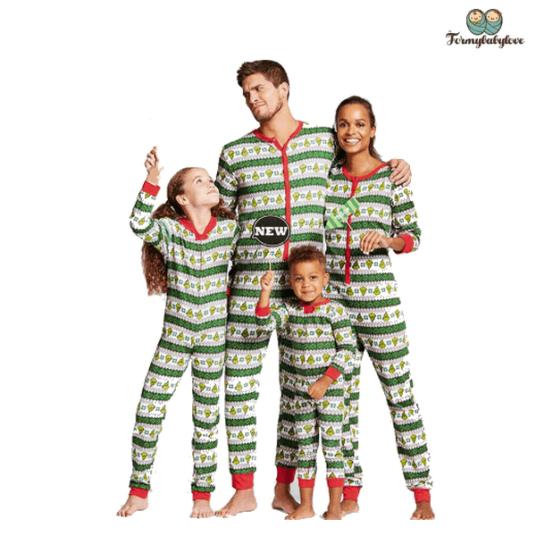 Pyjama noël famille blanc et vert
