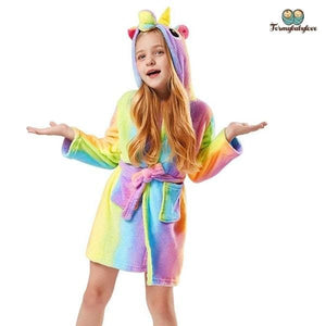 Robe de chambre enfant licorne multi couleurs, peignoir licorne