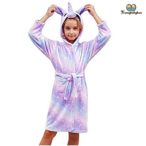 Robe de chambre enfant licorne violet, peignoir licorne