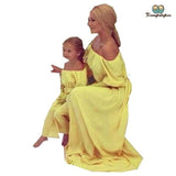 Robe mère fille assortie jaune
