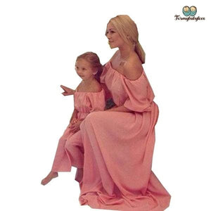 Robe mère fille assortie rose