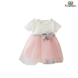 Robe de bébé fille pour mariage rose et blanche