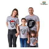 Tee shirt famille assorti lion gris