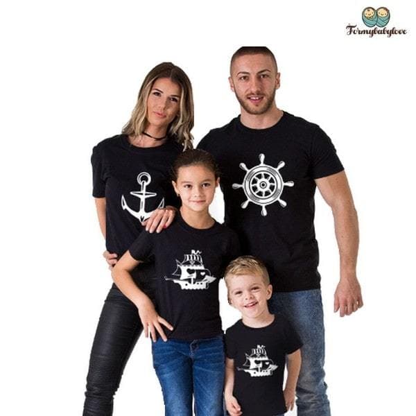 Tee shirt famille assorti encre marine