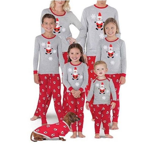 Pyjama noël famille gris et rouge